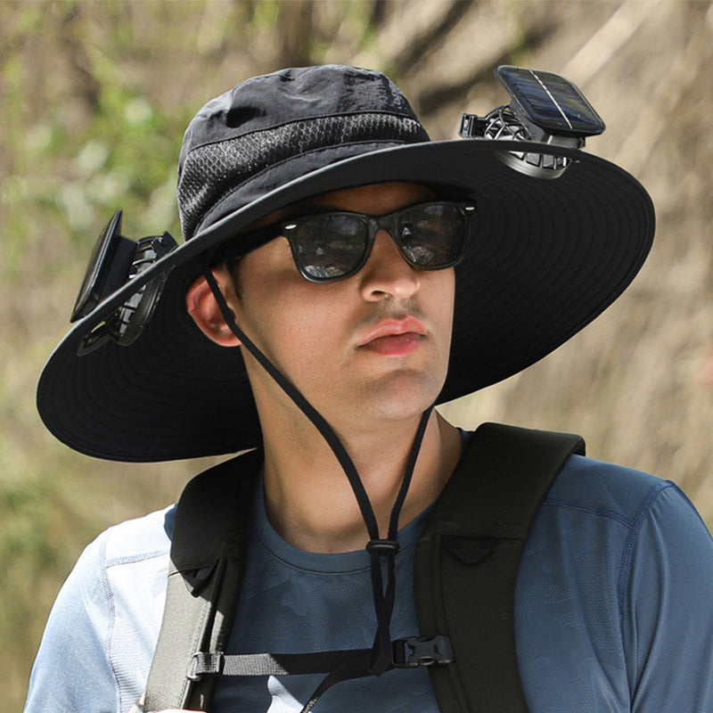 Wide Brim Sun Hat with Solar Fans – Outdoor Work. Fishing & Gardening Hat