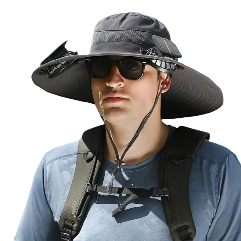 Wide Brim Sun Hat with Solar Fans – Outdoor Work. Fishing & Gardening Hat
