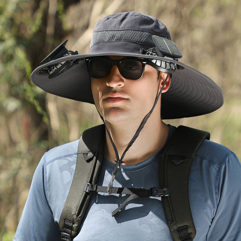 Wide Brim Sun Hat with Solar Fans – Outdoor Work. Fishing & Gardening Hat