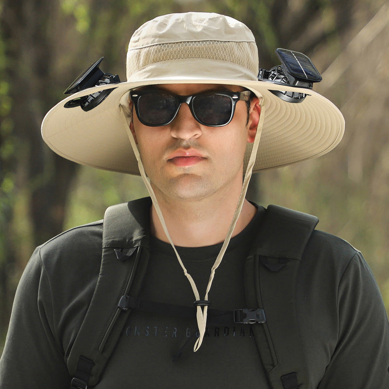 Wide Brim Sun Hat with Solar Fans – Outdoor Work. Fishing & Gardening Hat